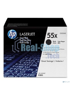 Картридж лазерный набор из 2 шт HP LaserJet CE255XD черный для LJ P3015(2 х 12500 стр)