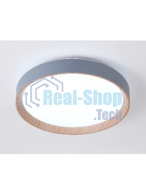 Потолочный светодиодный светильник Ambrella light FZ1320 GR/LWD серый/светлое дерево IP20 41W 3000-6400K D390*70 (ПДУ ИК)