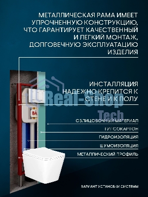 Комплект BAU 6 в 1: рамная инсталляция BAU NEO 45, унитаз подвесной безободковый Bau Stil, быстросъемное сиденье дюропласт микролифт, кнопка смыва BAU Stil , белый глянец