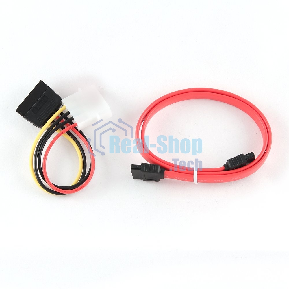 Кабель Gembird/Cablexpert SATA интерфейсный (48 см) 7pin/7pin и питания (15 см) 4pin/15pin