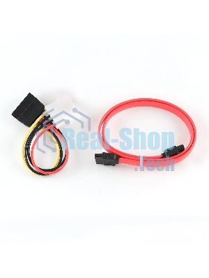 Кабель Gembird/Cablexpert SATA интерфейсный (48 см) 7pin/7pin и питания (15 см) 4pin/15pin