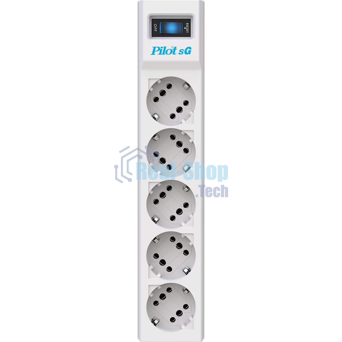 Сетевой фильтр ZIS PILOT Surge protector Pilot SG5 5 outlets (GP), 10A/2.2kVt, automatic circuit-breaker, 3 m
