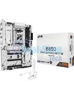 Материнская плата ASUS B850 MAX GAMING WIFI W, AM5, AMD B850, 4xDDR5, 4xSATA, 3xM.2, 1xPCIe 5.0 x16, 1xPCIe 4.0 x4, 2xPCIe 3.0 x1, 1xDisplayPort, 1xHDMI, 1x2.5Gb LAN, Wi-Fi 6E, Bluetooth 5.3, 1xUSB-C 10Gbps, 3xUSB-A 10Gbps, 2xUSB-A 5Gbps, 2xUSB-A 2.0, 3x3.5 мм, 7.1, ATX