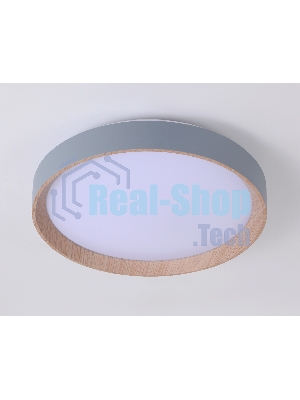 Потолочный светодиодный светильник Ambrella light FZ1320 GR/LWD серый/светлое дерево IP20 41W 3000-6400K D390*70 (ПДУ ИК)
