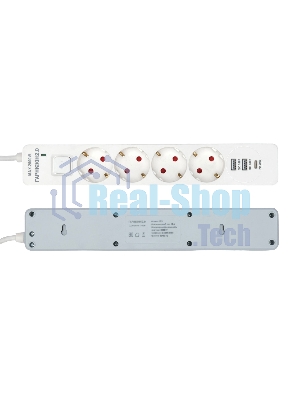Сетевой фильтр Гарнизон EPS-OP-4-CU2-W-2 2.0 Мультипорт 4 р, 10А, 1xType-C PD, 2 х USB QC, 4 м, ур.защиты 4+, белый, пак (21449)