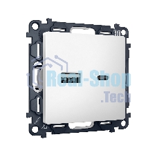Комплект механизма розетки ALFA Белый матовый 2USB A+C 20W (быстрая зарядка) QUANT (AP1310, VM177) MA131010