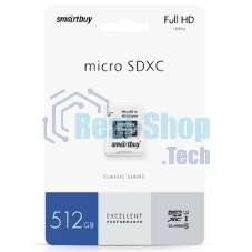 Флеш карта MicroSDXC 512Gb Smartbuy Class 10 PRO U3 R/W:90/70 MB/s, адаптер в комплекте