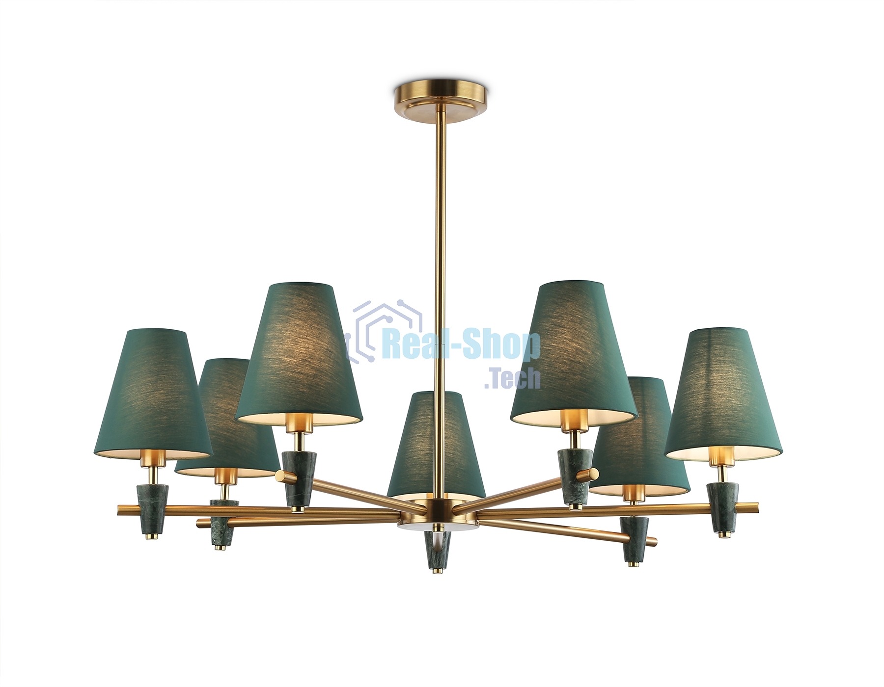 Люстра Ambrella light LH75053/7 BS/GN латунь/зеленый E14*7 max 40W D840*580