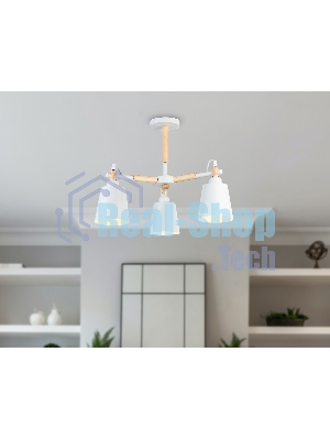 Светильник Ambrella light TR82204/3 WH/LW белый/светлое дерево E27/3 max 40W D560*430