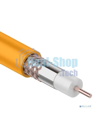 Кабель коаксиальный Rexant RG-6U+Cu нг(А)-HF, Cu/Al/Cu, 64%, 75 Ом, бухта 100 м, оранжевый
