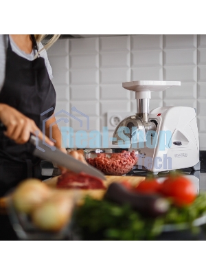 Мясорубка электрическая Аксион М35.04 белый, 1500 Вт, 1.7 кг/мин, реверс, защита от перегрузки, насадки - 4