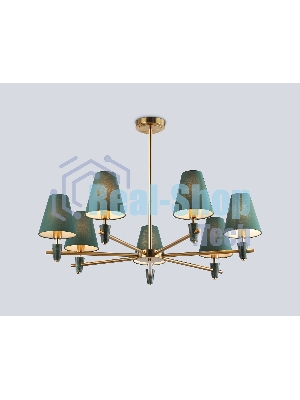 Люстра Ambrella light LH75053/7 BS/GN латунь/зеленый E14*7 max 40W D840*580