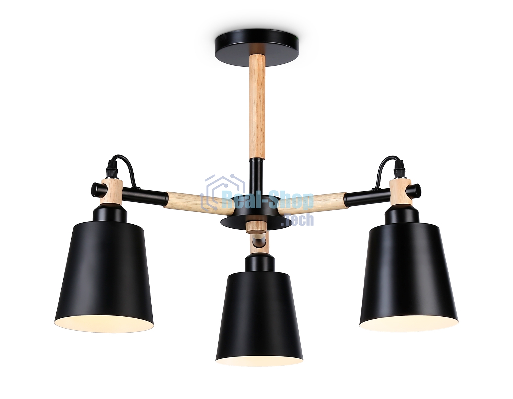 Светильник Ambrella light TR82206/3 BK/LW черный/светлое дерево E27/3 max 40W D560*430