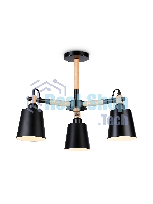 Светильник Ambrella light TR82206/3 BK/LW черный/светлое дерево E27/3 max 40W D560*430