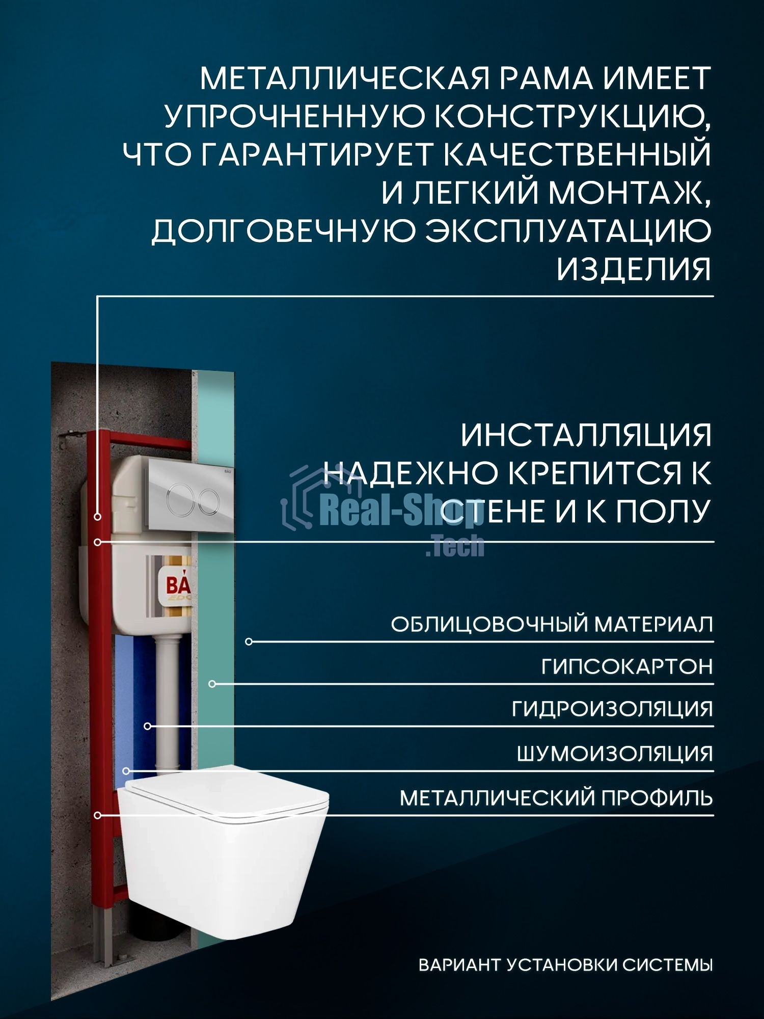Комплект BAU 6 в 1: рамная инсталляция, унитаз подвесной безободковый вихревой Bau Stil Hurricane, быстросъемное тонкое сиденье дюропласт микролифт, кнопка смыва BAU Dream , хром