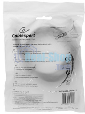 Кабель USB2.0 Cablexpert CCF-USB2-AMBM-TR-15, AM/BM, медь, двойн.экран, фер.кольцо, Pro, 4.5м, прозрач, пакет