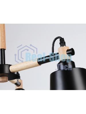 Светильник Ambrella light TR82206/3 BK/LW черный/светлое дерево E27/3 max 40W D560*430