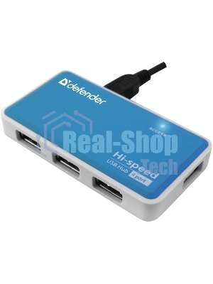 Концентратор USB Defender Quadro Power, USB, адаптер/через USB, блок питания