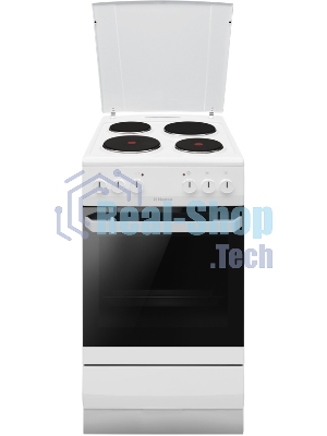 Плита электрическая Hansa FCEW54120 белый, конфорок 4 шт, духовка 62 л, 50 см x 85 см x 60 см