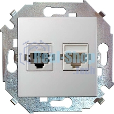 Розетка компьютерная двойная RJ45 кат.5е, Systimax 1591593-030 Simon белый