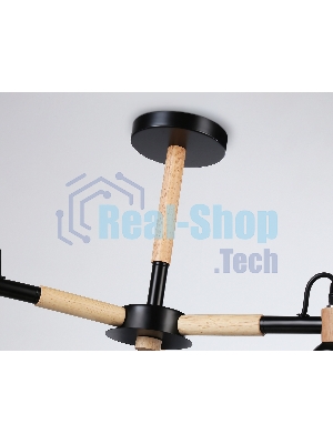 Светильник Ambrella light TR82206/3 BK/LW черный/светлое дерево E27/3 max 40W D560*430