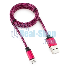 Кабель Gembird USB 2.0 Cablexpert AM/microBM 5P, 1м, нейлоновая оплетка, алюминиевые разъемы, фиолетовый, пакет