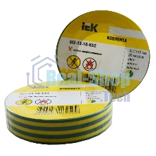Изолента IEK UIZ-13-10-K52 0,13х15 мм желто-зеленая 20 метров