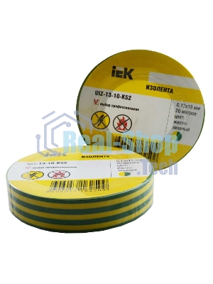 Изолента IEK UIZ-13-10-K52 0,13х15 мм желто-зеленая 20 метров