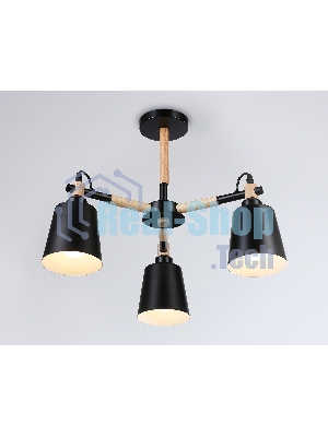 Светильник Ambrella light TR82206/3 BK/LW черный/светлое дерево E27/3 max 40W D560*430