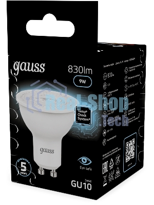 Лампа cветодиодная Gauss MR16 9W 830lm 4100K GU10 LED