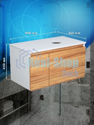 Комплект: тумба Bau Dream Blackwood 80, раковина BAU Cerama 48х37, темно-серая, смеситель Hotel Stil, нерж сталь, выпуск клик клак хром