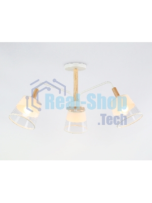 Светильник Ambrella light TR4737/3 WH/LW белый/светлое дерево E27/3 max 40W D760*350