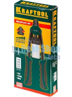 Заклепочник KRAFTOOL 31161двуручный для заклепок из al стали нерж стали d=2.4/3.2/4.0/4.8мм