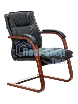 Кресло офисное Бюрократ T-9927WALNUT-AV черный, кожа, полозья дерево