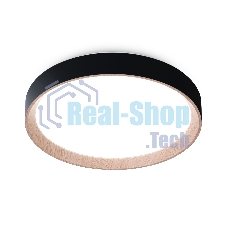 Потолочный светодиодный светильник Ambrella light FZ1324 BK/LWD черный/светлое дерево IP20 41W 3000-6400K D390*70 (ПДУ ИК)