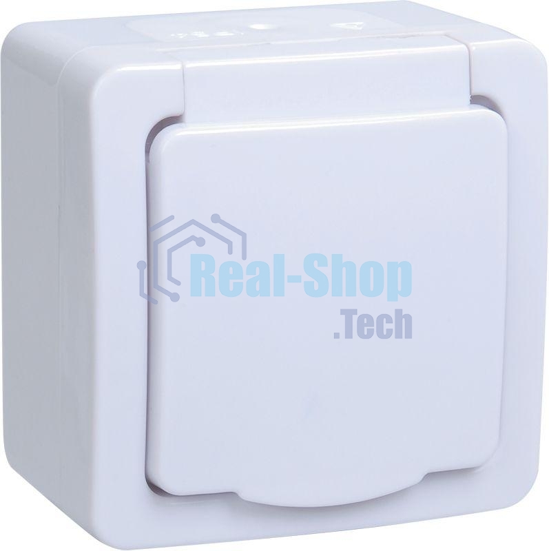 Розетка одноместная IEK ERMP12-K01-16-54-EC РСб20-3-ГПБб роз.1м с з/к о/у IP54 (цвет крышки:белый) ГЕРМЕС PLUS