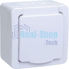 Розетка одноместная IEK ERMP12-K01-16-54-EC РСб20-3-ГПБб роз.1м с з/к о/у IP54 (цвет крышки:белый) ГЕРМЕС PLUS