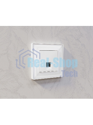 Комплект механизма компьютерной розетки RJ-45 экранированной с автоматической защитной шторкой ALFA Белый матовый QUANT (AP1320, VM185) MA132005