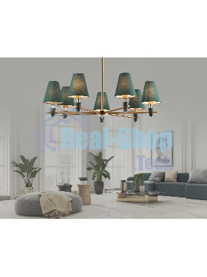 Люстра Ambrella light LH75053/7 BS/GN латунь/зеленый E14*7 max 40W D840*580