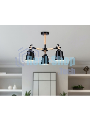 Светильник Ambrella light TR82206/3 BK/LW черный/светлое дерево E27/3 max 40W D560*430