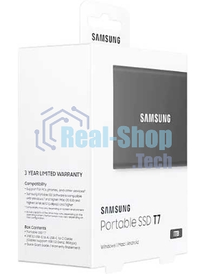 Внешний SSD Samsung T7, 1TB, USB 3.2 Gen 2 Type-C, R/W 1050/1000, серый