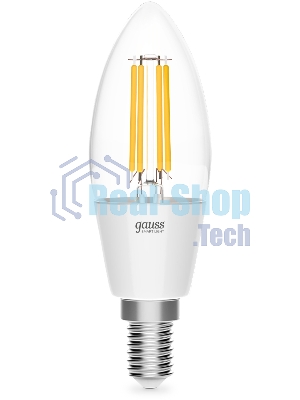 Лампа светодиодная филаментная Gauss Smart Home DIM+CCT E14 C35 4,5 Вт 2000-6500 К 1/10/40