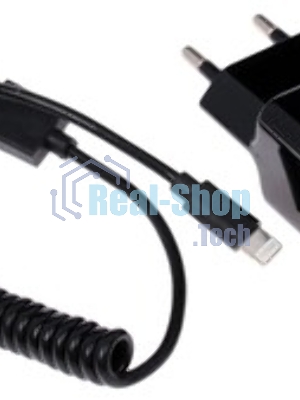 Автомобильное зарядное устройство QUMO 2A, 2 USB, 1A+1A черный, кабель Apple 8 pin в комплекте