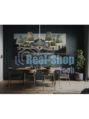 Люстра Ambrella light LH75053/7 BS/GN латунь/зеленый E14*7 max 40W D840*580