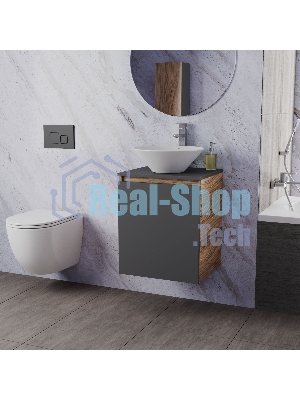 Тумба Bau Dream Blackwood 50 графит, раковина BAU Dream D43, смеситель для раковины высокий Hotel Still, нержавеющая сталь