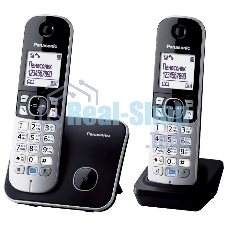 Телефон беспроводной (DECT) Panasonic KX-TG6812RU черный (труб. в компл.:2шт) АОН