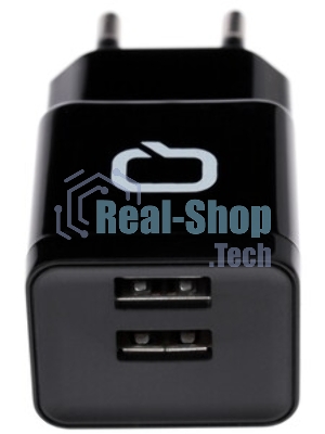 Автомобильное зарядное устройство QUMO 2A, 2 USB, 1A+1A черный, кабель Apple 8 pin в комплекте