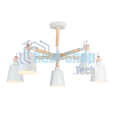 Светильник Ambrella light TR82208/5 WH/LW белый/светлое дерево E27/5 max 40W D780*430