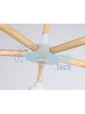 Светильник Ambrella light TR82208/5 WH/LW белый/светлое дерево E27/5 max 40W D780*430