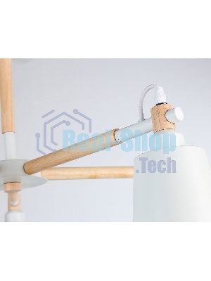 Светильник Ambrella light TR82208/5 WH/LW белый/светлое дерево E27/5 max 40W D780*430